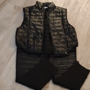 JoyLab Black Quilted Vest and Pants Ensemble